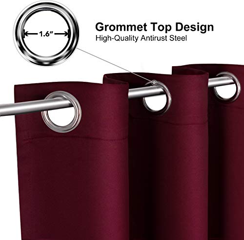 ChrisDowa Burgundyout Curtains 48 inches Long for Bedroom - 2 Panels Set Grommet Thermal Insulated Room Darkening Curtains for Living Room (Burgundy, 42 x 48 Inch)