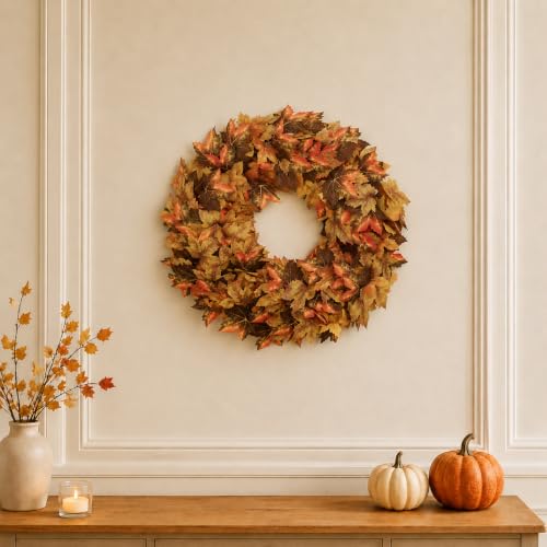 20 Inch Fall Maple Leaf Wreath for Front Door - Autumn Fall Decor - Fall Wreaths