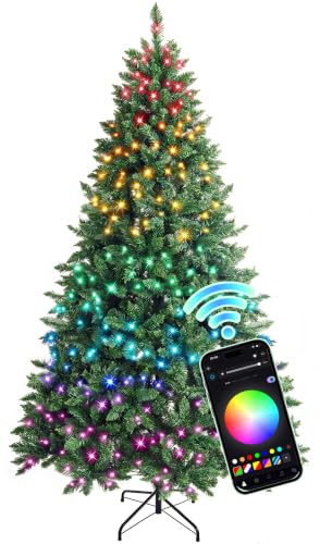6ft Prelit Christmas Tree with Multi-Color RGBW Lights & App Control - Green