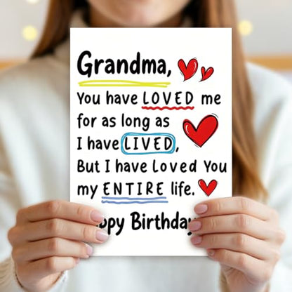 Grandma Birthday Card with Envelope & Stickers - Variation DA-0124, 7x5 Inch