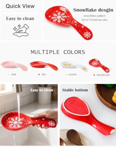 Snowflake Ceramic Spoon Rest for Stove Top and Kitchen Utensil Holder