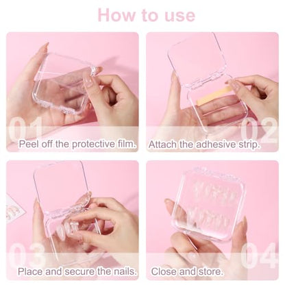 12Pcs Nail Storage Box with Double-Sided Adhesive Tape for Press-On Nails and Crafts