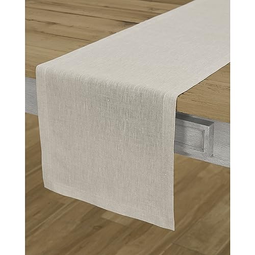 Solino Home Natural Linen Table Runner 14 x 144 Inches - Athena Light Natural