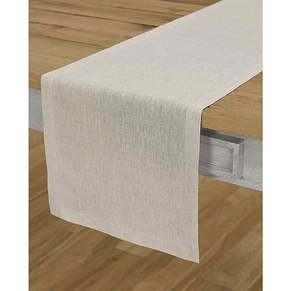 Solino Home Natural Linen Table Runner 14 x 144 Inches - Athena Light Natural