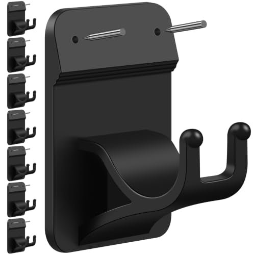 Black 8-Pack No Drill Curtain Rod Brackets with 30 lb Support - Dual-Lock Hooks