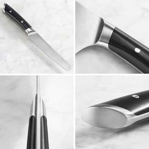 Cangshan HELENA Series 5-Inch Round-Tip Serrated Utility, Forged German Steel, Black, 505477