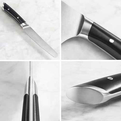 Cangshan HELENA Series 5-Inch Round-Tip Serrated Utility, Forged German Steel, Black, 505477