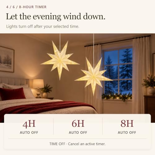 Paper Star Lantern 2 Pack - Hanging Christmas & Holiday Decor Lights