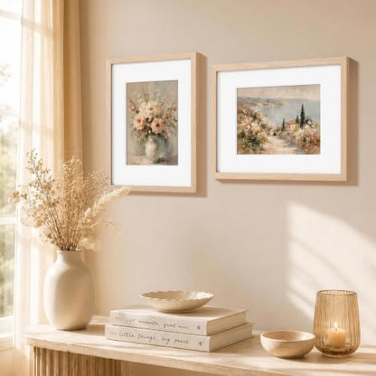 Pallene Solid Wood 11x14 Picture Frame Wall Hanging - Natural, Includes Mat