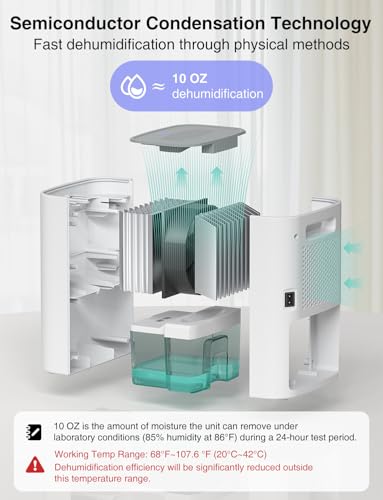Small Dehumidifier for Bedroom Bathroom Quiet Portable Compact Moisture Absorber