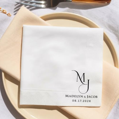GiveSmiles Personalized Wedding Cocktail Napkins - Style 6 - Mr & Mrs Name Couple, Pack 15-500