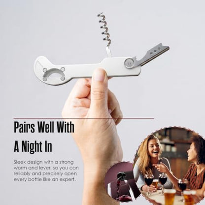White Wine Opener with Foil Cutter & Lever - 5 1/4" Wine Key for Servers