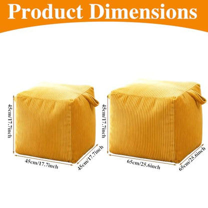 Pouf Ottoman Cover Square Corduroy No Filler Black 65x65x47CM - Variation of THIS listing