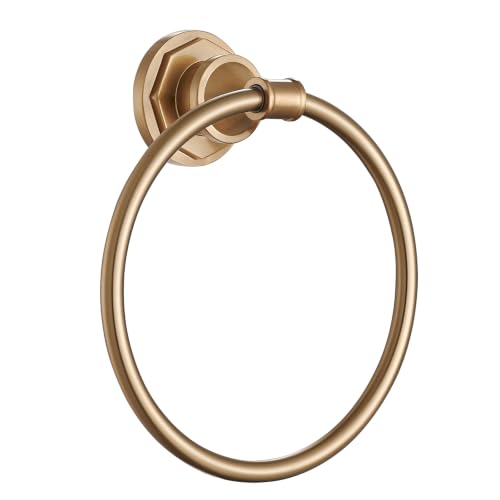 Industrial Champagne Gold Square Bathroom Towel Ring - Wall Mount Hand Towel Holder