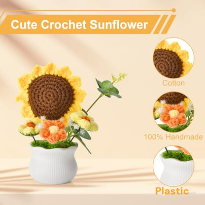 Crochet Sunflower Flower Bouquet for Home Decor & Gift - Sunflower+White