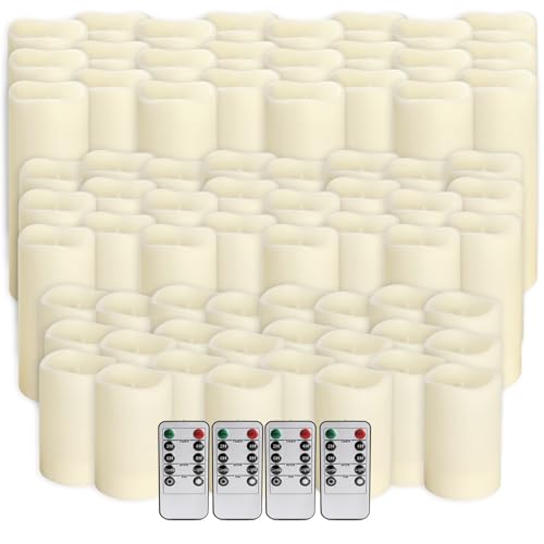 144-Pack Ivory Flameless LED Candles with Remote & Timer - Wedding & Holiday Decor