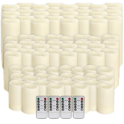 144-Pack Ivory Flameless LED Candles with Remote & Timer - Wedding & Holiday Decor