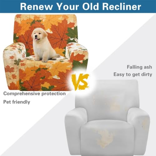Fall Maple Recliner Slipcover - Vintage Fall Maple Style, Stretchy Furniture Protector