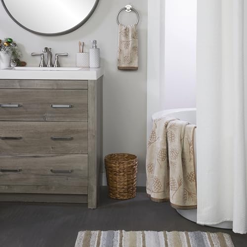 Christmas Pinecone Jacquard Towel Set - 4 Pieces, Bath & Hand Towels, Winter Decor
