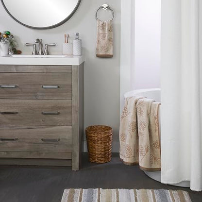 Christmas Pinecone Jacquard Towel Set - 4 Pieces, Bath & Hand Towels, Winter Decor