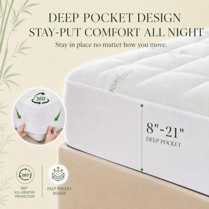 Waterproof Mattress Topper with Breathable Pillow Top, Deep Pocket Fit
