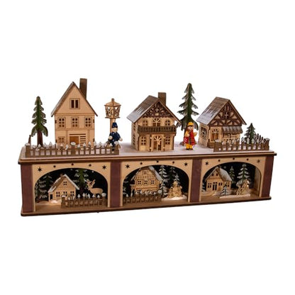 Battery-Operated LED Wooden Village Houses for Holiday Decor