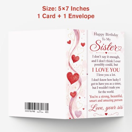 Birthday Card for Sister D Style - Happy Birthday Greetings with Envelope