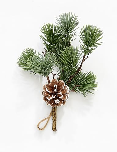 Artificial Christmas Mini Mugo Pine with White Tips - Set of 5