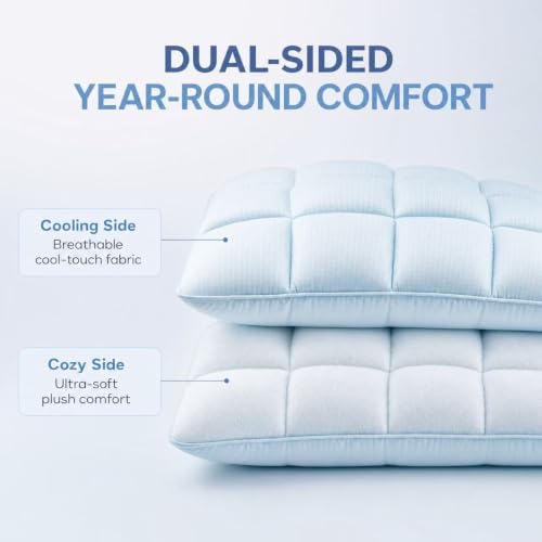 Pink Cooling Puff Bed Pillow with Neck Support - Soft & Breathable