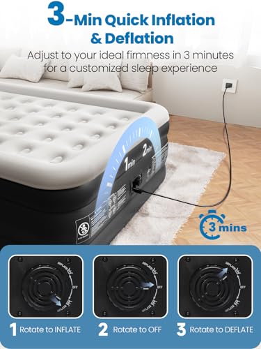 Queen Air Mattress with Built-In Pump - Heavy Duty Support 800 lbs