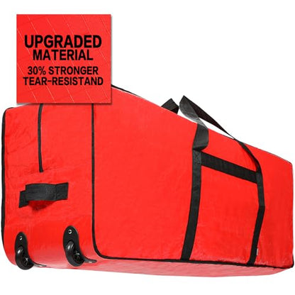 Christmas Tree Storage Bag with Wheels - Fits 7.5-9 ft Artificial Tree, Red