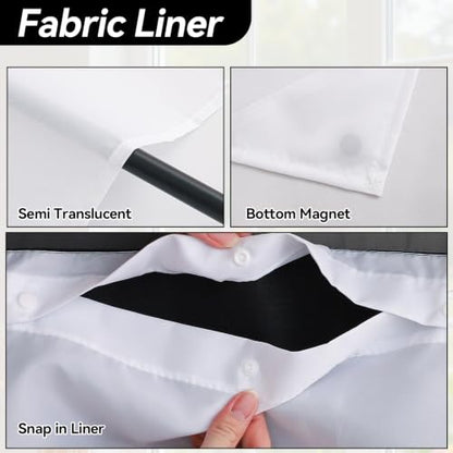 No Hook Black Slub Shower Curtain with Snap-In Liner 72x75 Pack of 1