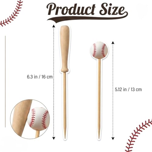 100Pcs Baseball & Bat Cocktail Picks Sport Party Appetizer Toothpicks - Lazyair