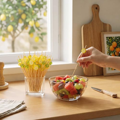 150 Lemon Cocktail Picks Bulk 4.7 Inch Bamboo Toothpicks for Appetizers & Drinks