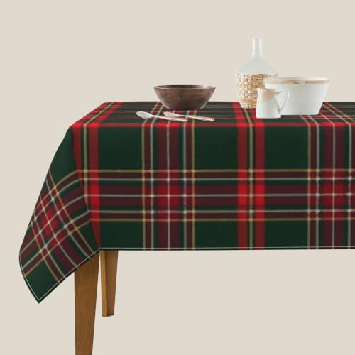 Checkered Christmas Tablecloth Square 54x54 Plaid Holiday Decor - Red Green Xmas