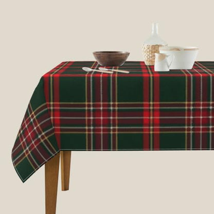 Checkered Christmas Tablecloth Square 54x54 Plaid Holiday Decor - Red Green Xmas