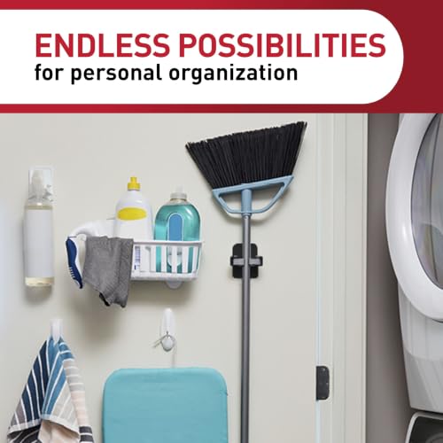 Large Black Broom Grippers with Strips - Damage-Free Wall Mount Storage