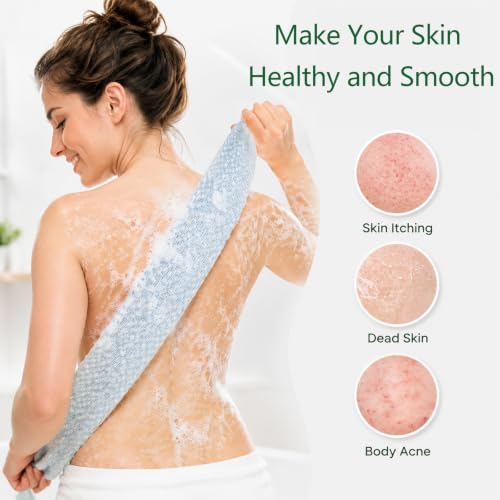 Exfoliating Washcloth Back Scrubber 3 Pcs - Black Blue Pink Japanese Shower Towels