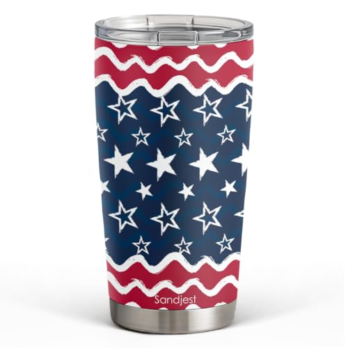 20oz Stainless Steel Travel Mug with Flag Design - Insulated Coffee Cup for Men Women