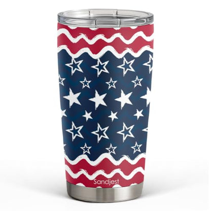 20oz Stainless Steel Travel Mug with Flag Design - Insulated Coffee Cup for Men Women
