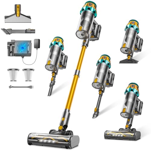 Cordless Vacuum Cleaner 600W 58KPa Self-Standing Stick Vacuum - Gold