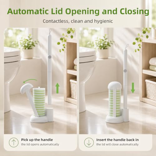 Disposable Toilet Brush System with 36 Refills and Storage Caddy - Green