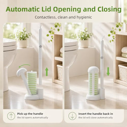 Disposable Toilet Brush System with 36 Refills and Storage Caddy - Green