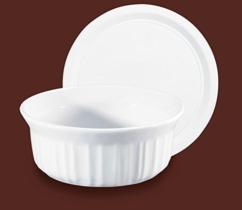 CorningWare Round French White Casserole Dishes - Set of 2 with Plastic Lids, 16oz Each