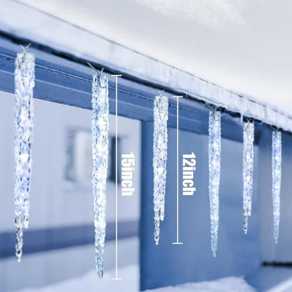 Brightown 30ft LED Icicle Christmas Lights with Remote - Cool White, 30 Tubes