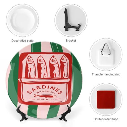 Bone China Sardine Can Decorative Plate 7 Inch - Round Wall & Table Display