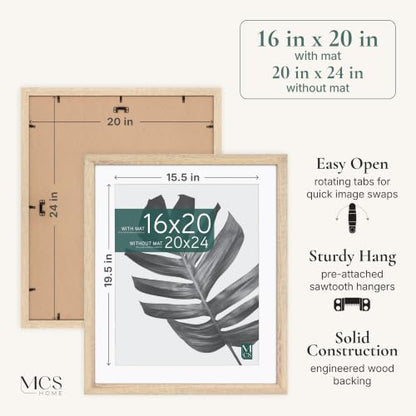 Natural Woodgrain 20x24 Inch Gallery Frame with 16x20 Mat - 1 Pack