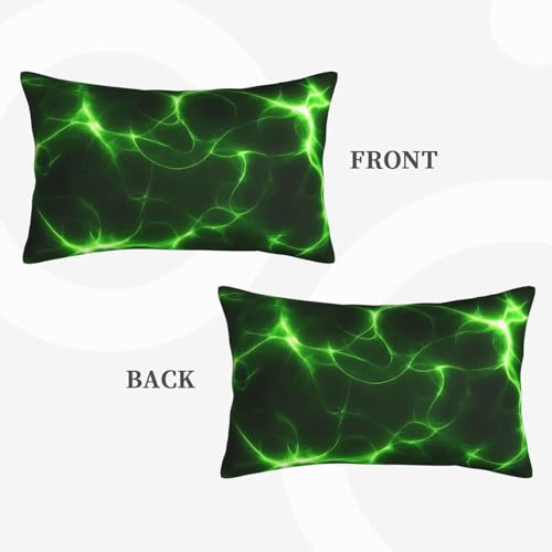 Green Lightning Print Pillow Protectors 14x20 Inches - Soft Polyester Cover