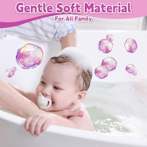 Pink-Purple Bubble Non Slip Bathtub Stickers Set with Scraper - 24PCS