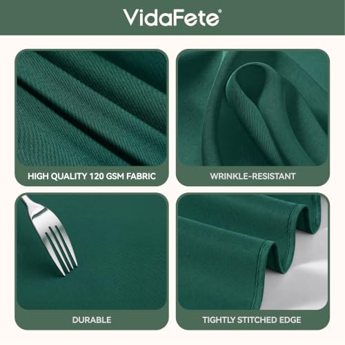 VidaFete 10 Pack 120-Inch Green Round Polyester Tablecloth - Classic Series